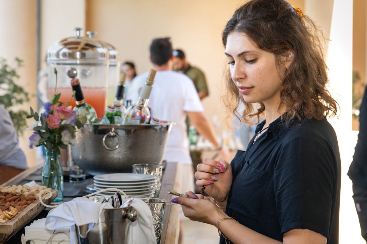 A guest being served at a chef-attended station
